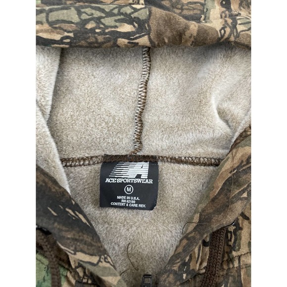 Vintage Ace Sportswear Men's Trebark Camo Full Zip Hoodie Sweatshirt Medium VTG - Picture 4 of 9